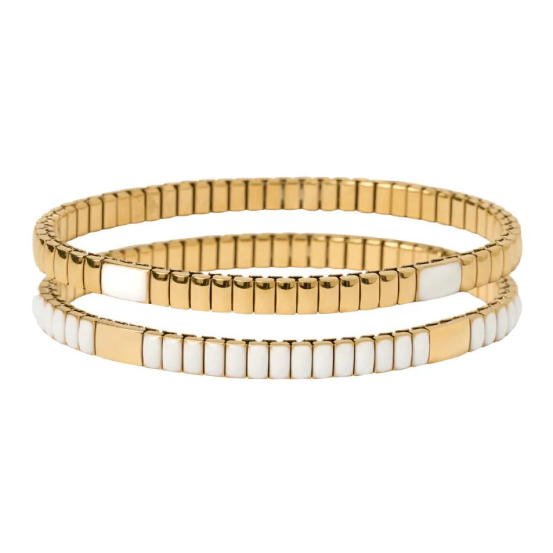 Onyx Bracelet Stack - White sold by Arms Of Eve