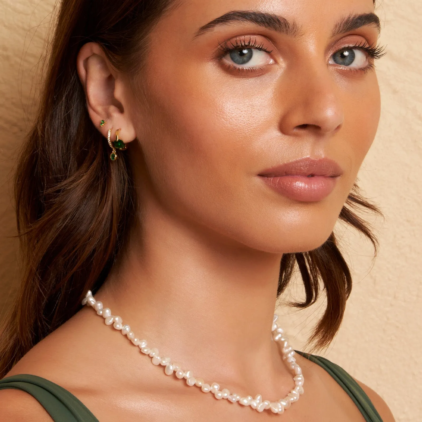 Cassia Single Stack Stud Earring - Emerald sold by Arms Of Eve product image thumbnail 3