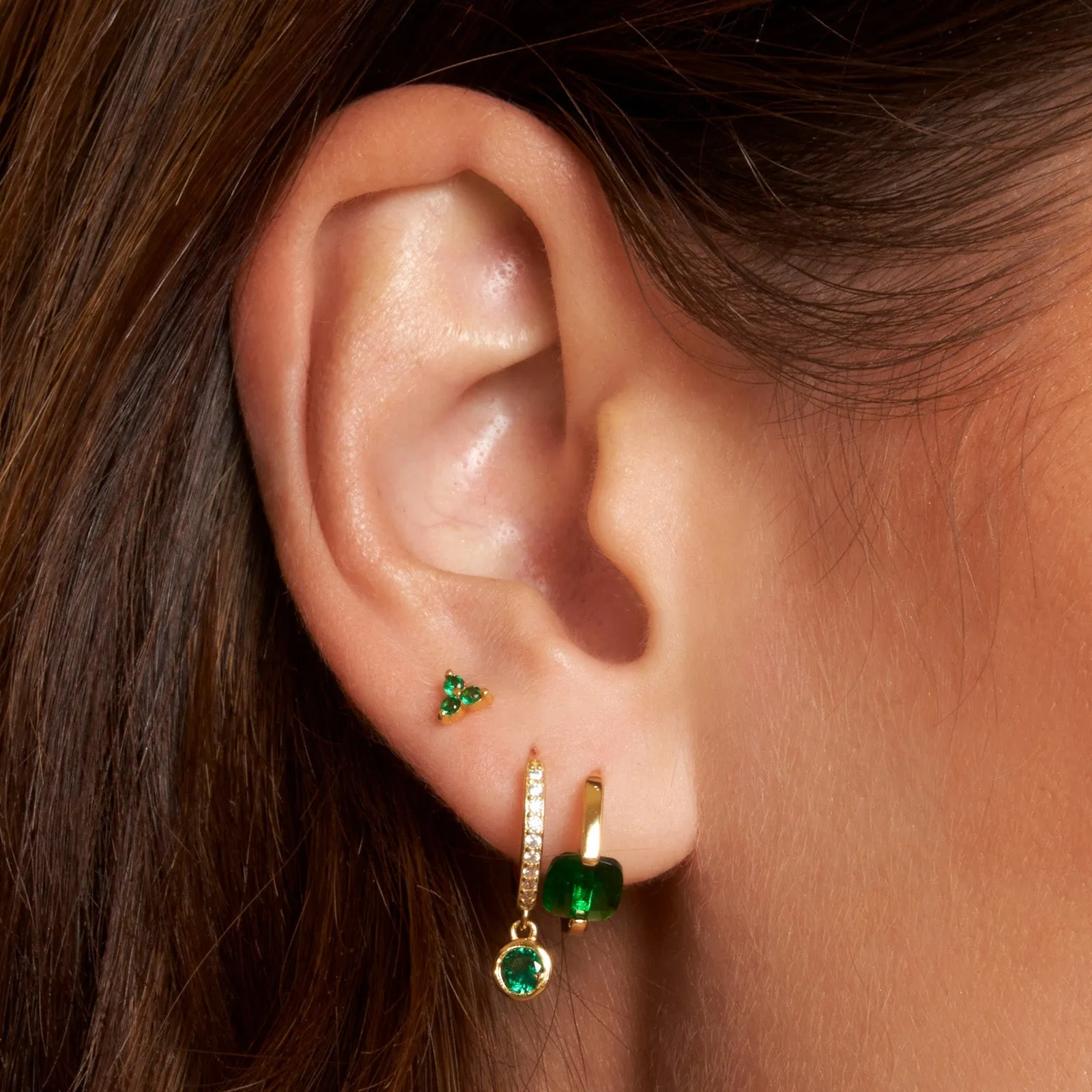 Cassia Single Stack Stud Earring - Emerald sold by Arms Of Eve product image thumbnail 4