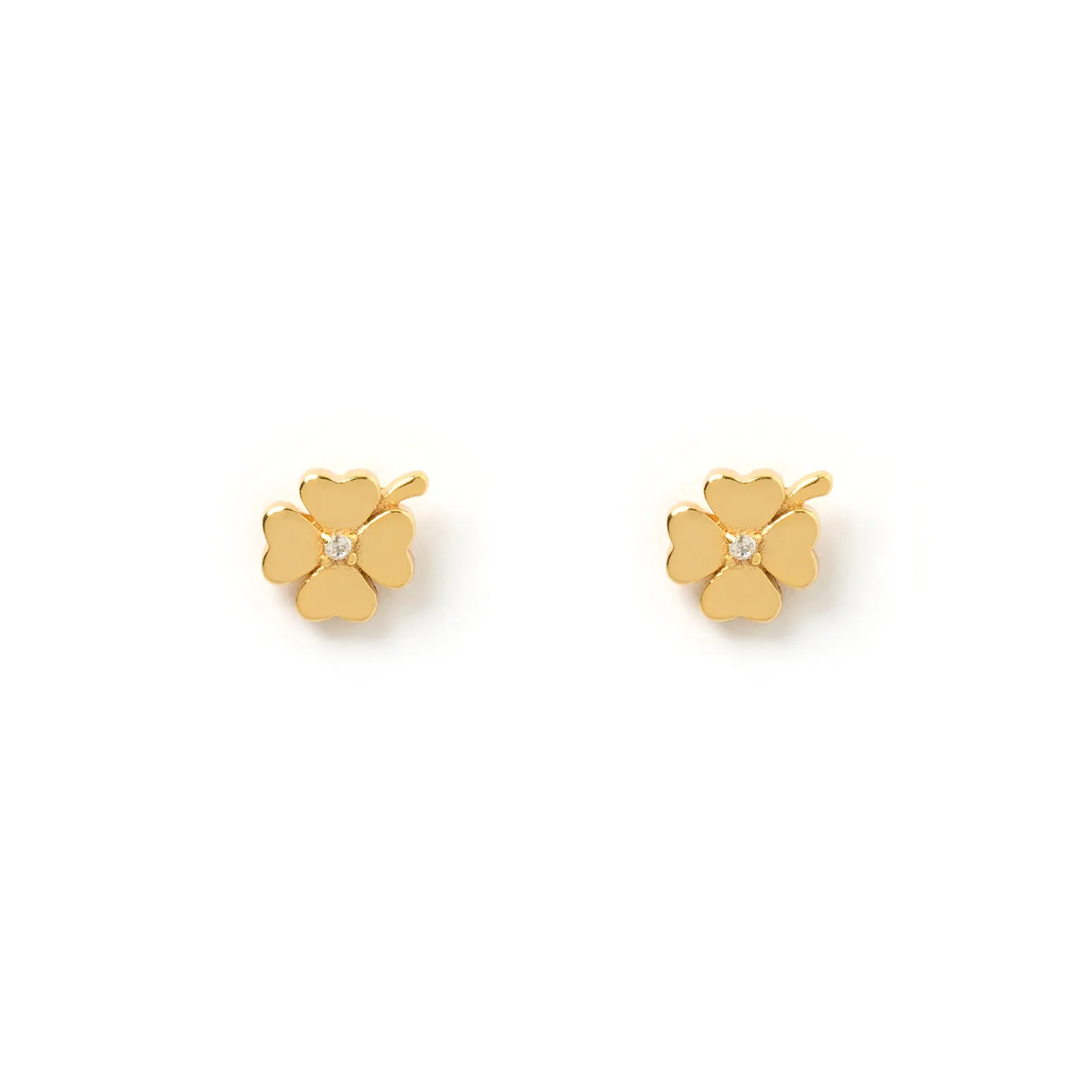 Four Leaf Clover Gold Studs sold by Arms Of Eve