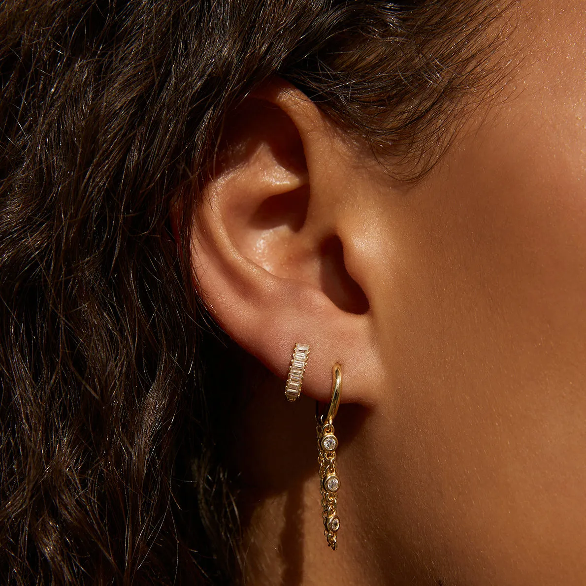 Amaretto Gold Huggie Earrings sold by Arms Of Eve product image thumbnail 2