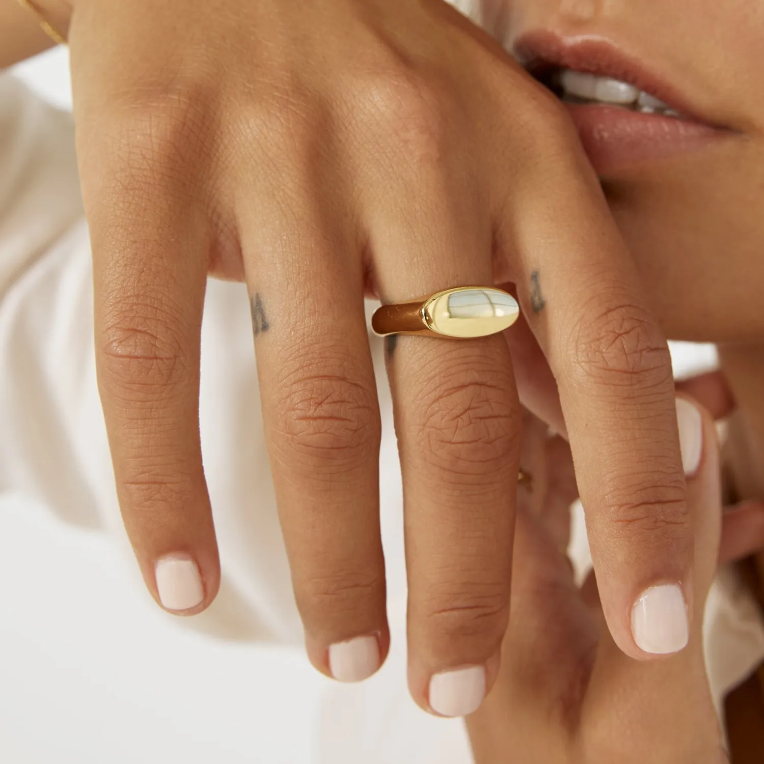 Aster Gold Signet Ring sold by Arms Of Eve product image thumbnail 3