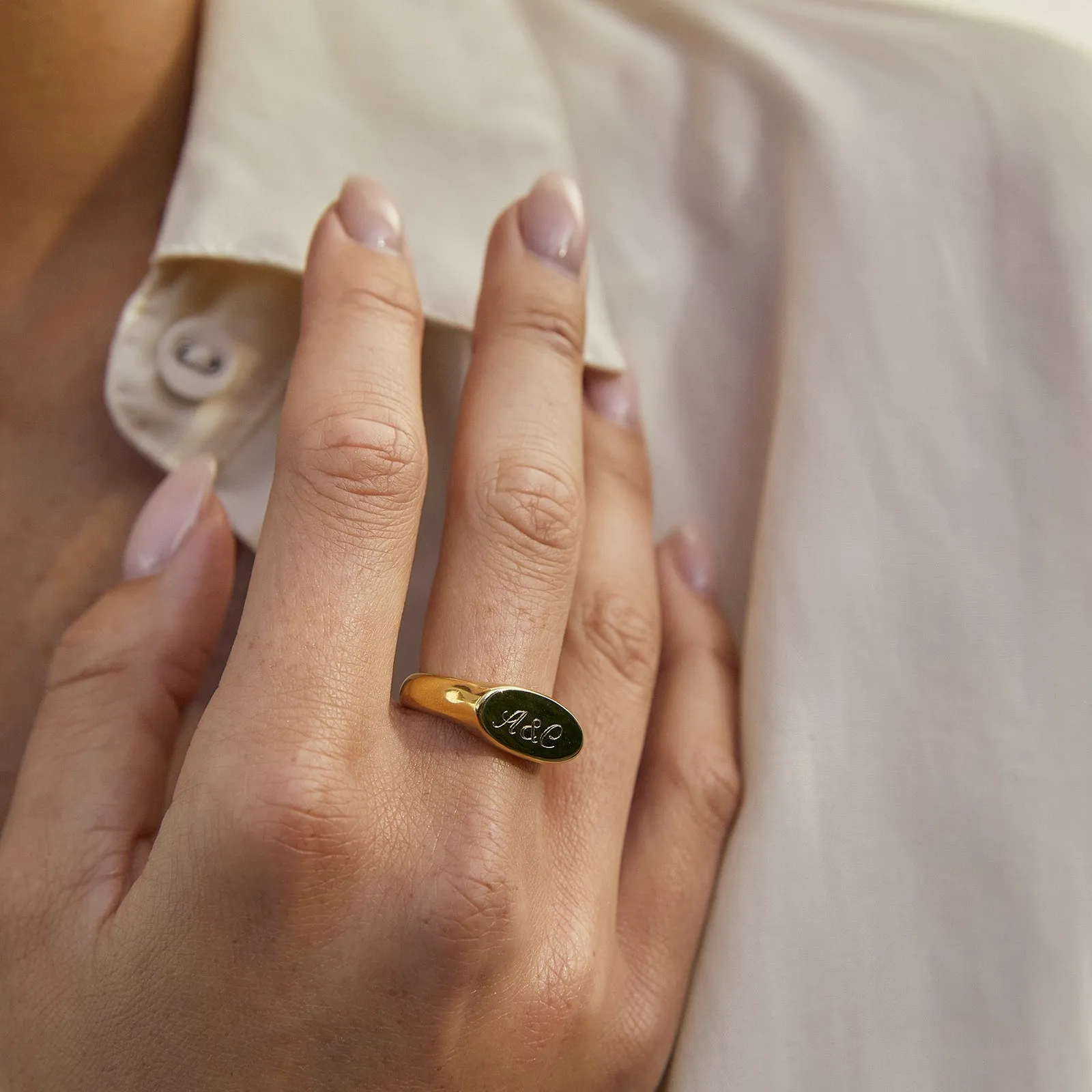 Aster Gold Signet Ring sold by Arms Of Eve product image thumbnail 2