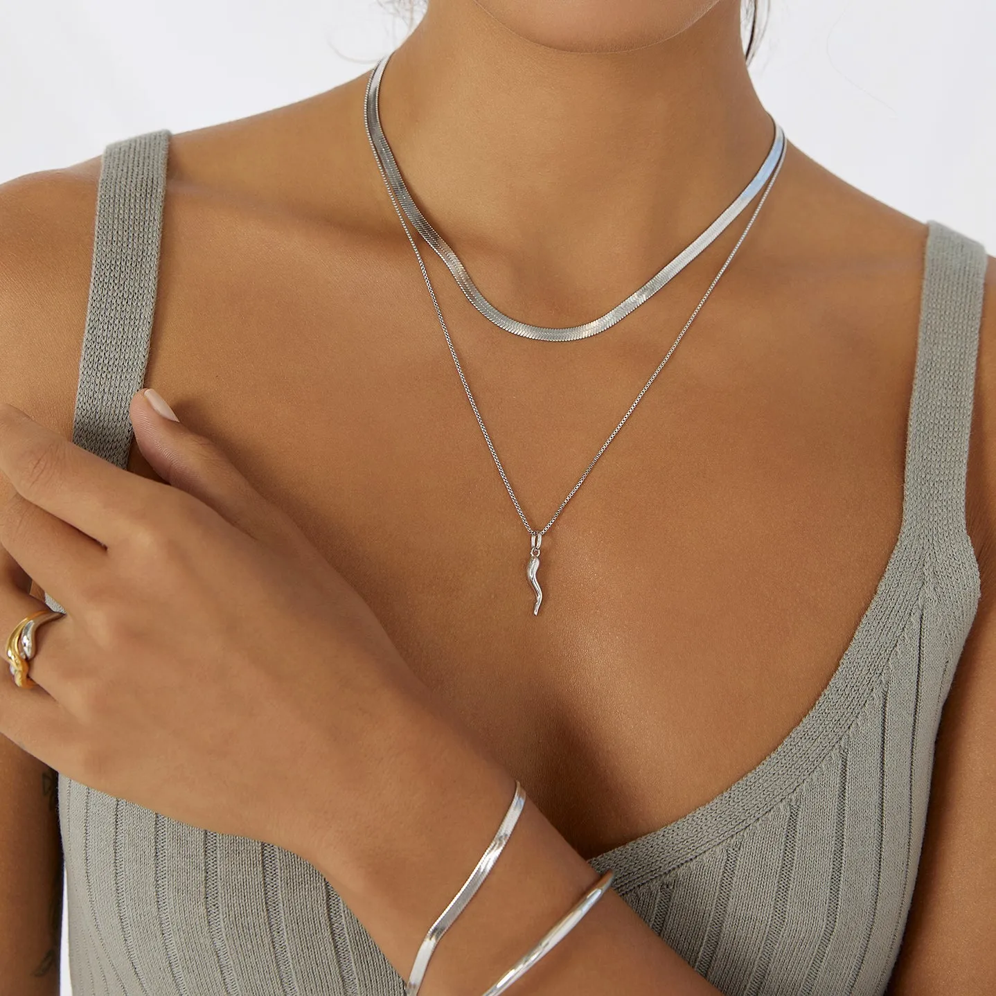 Sylvia Silver Snake Chain Bracelet sold by Arms Of Eve product image thumbnail 2