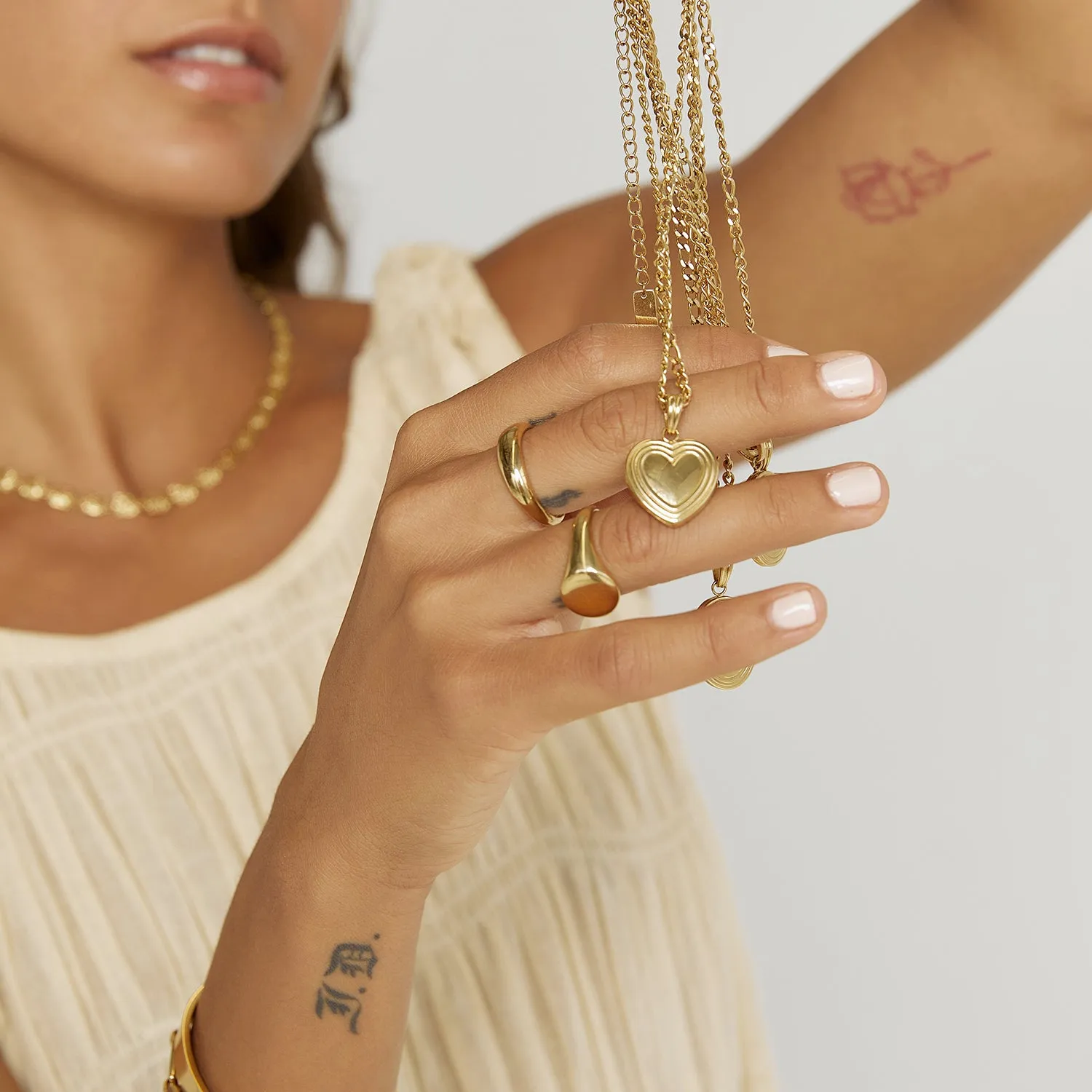 Heart Gold Locket Necklace sold by Arms Of Eve product image thumbnail 4