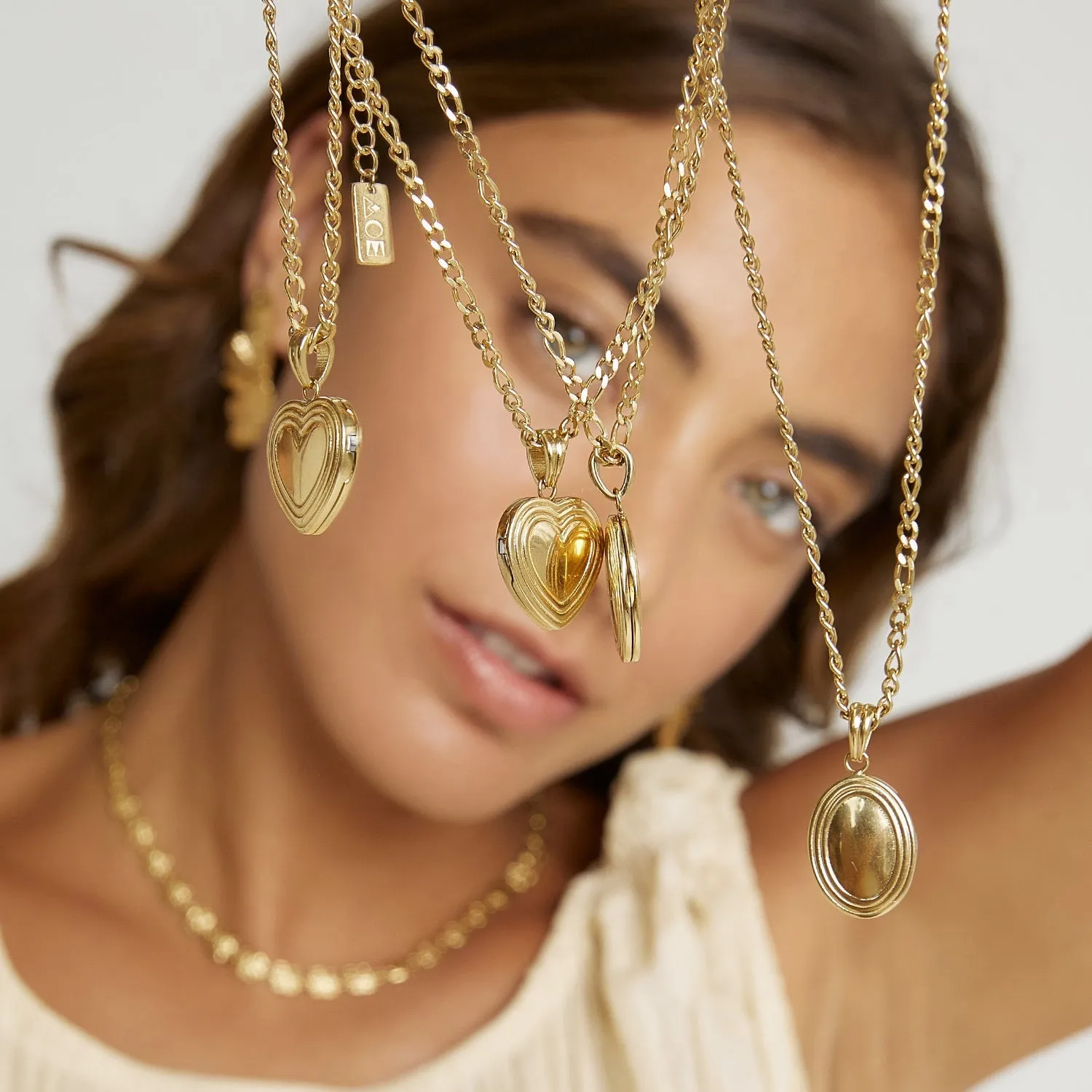 Classic Gold Locket Necklace sold by Arms Of Eve product image thumbnail 3