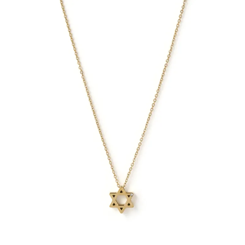 Star Of David Charm Gold Necklace sold by Arms Of Eve