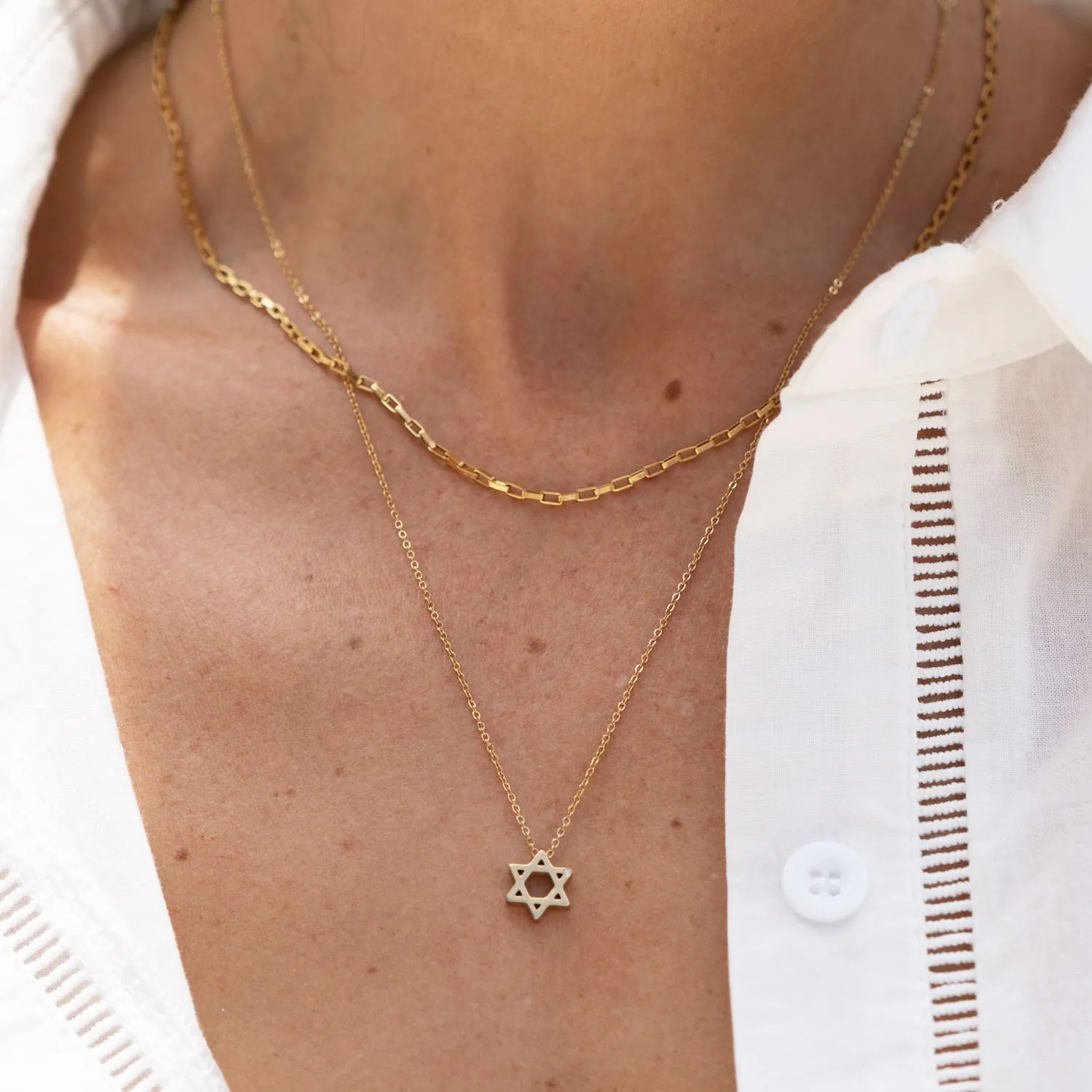 Star Of David Charm Gold Necklace sold by Arms Of Eve product image thumbnail 2
