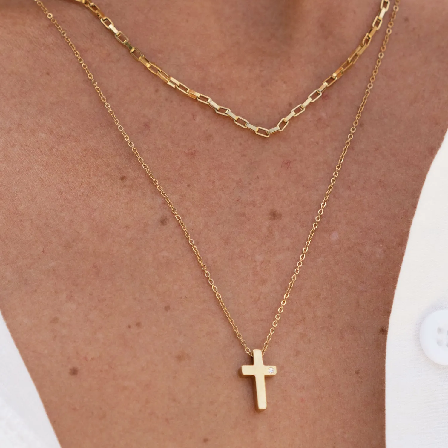 Cross Charm Gold Necklace sold by Arms Of Eve product image thumbnail 2