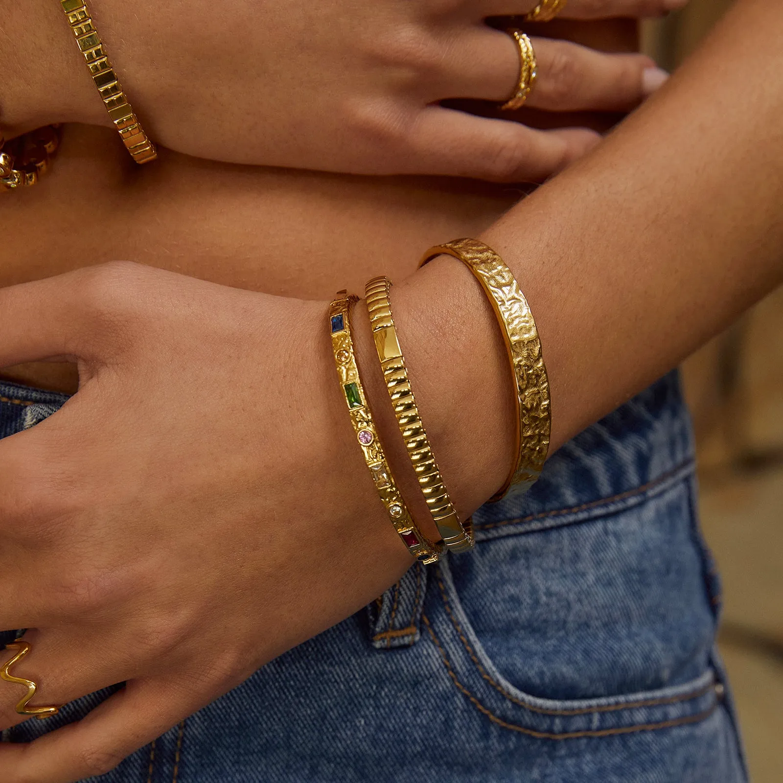 Melrose Gold Cuff Bracelet - Multi sold by Arms Of Eve product image thumbnail 2