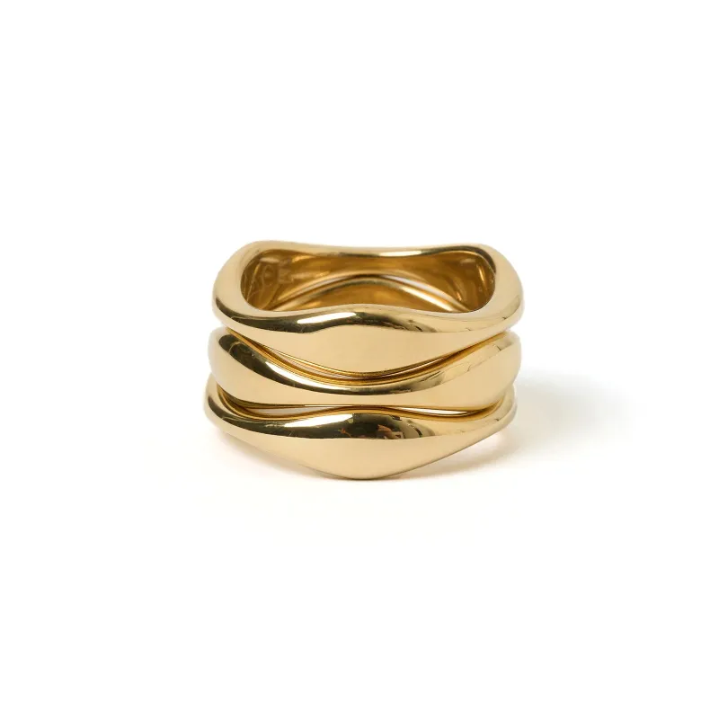 Triple Dune Gold Ring Stack sold by Arms Of Eve