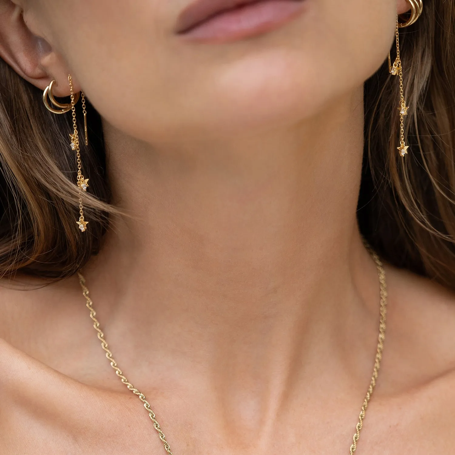 Orion Threader Gold Earrings sold by Arms Of Eve product image thumbnail 2