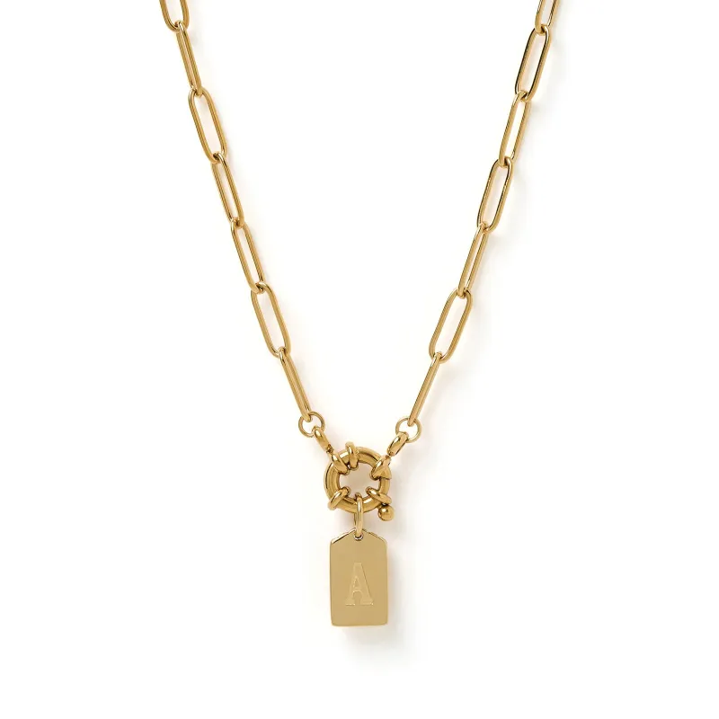 Letter Gold Tag Necklace sold by Arms Of Eve