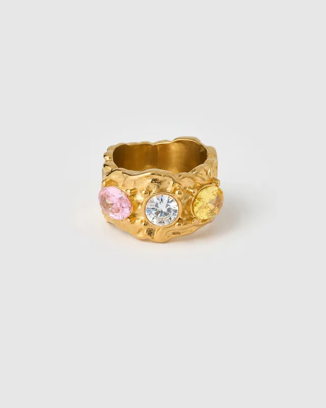 Roxy Gold Ring - Rose and Citrine made by Arms Of Eve