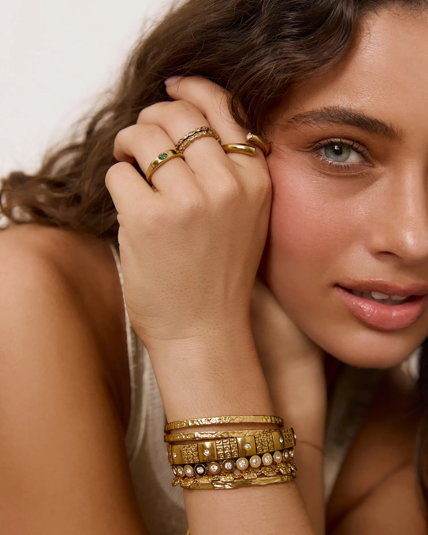 Aria Gold Ring - Emerald sold by Arms Of Eve product image thumbnail 4
