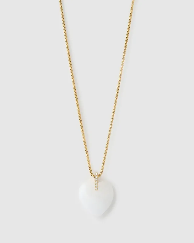 Daliah Heart Necklace - White Agate sold by Arms Of Eve