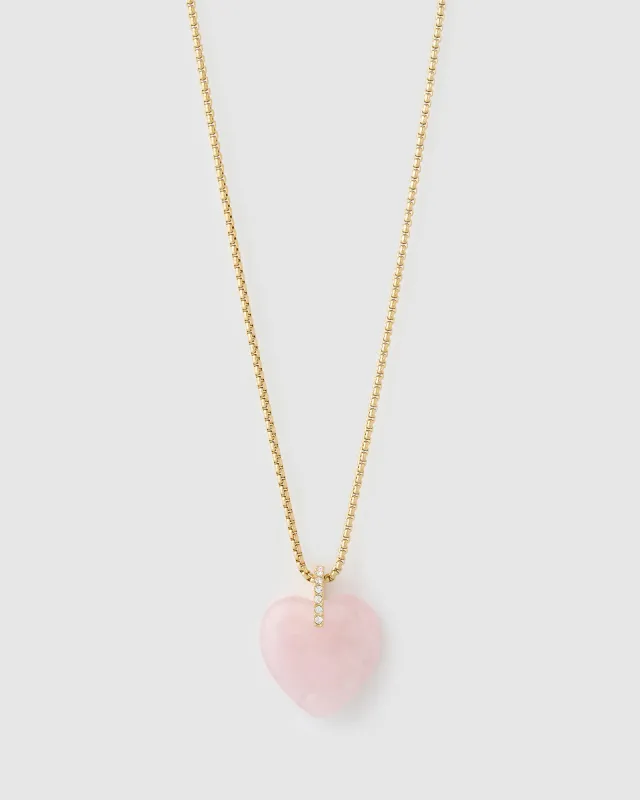 Daliah Heart Necklace - Rose Quartz sold by Arms Of Eve