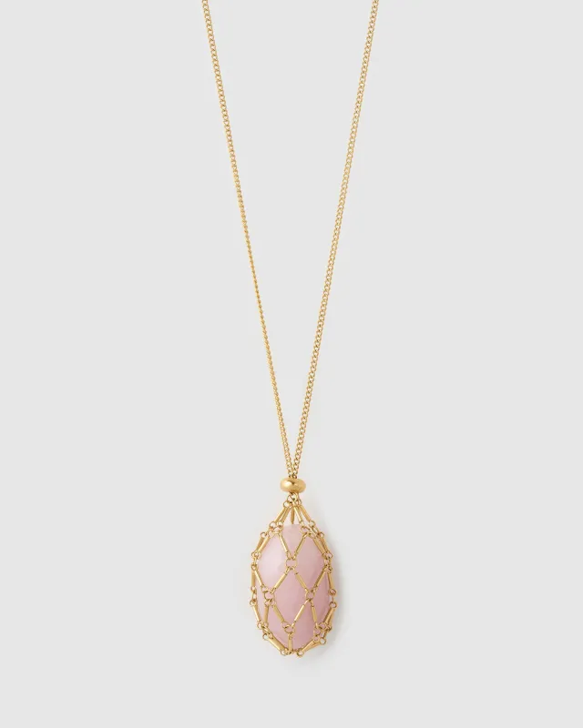 Lotus Necklace - Rose Quartz sold by Arms Of Eve