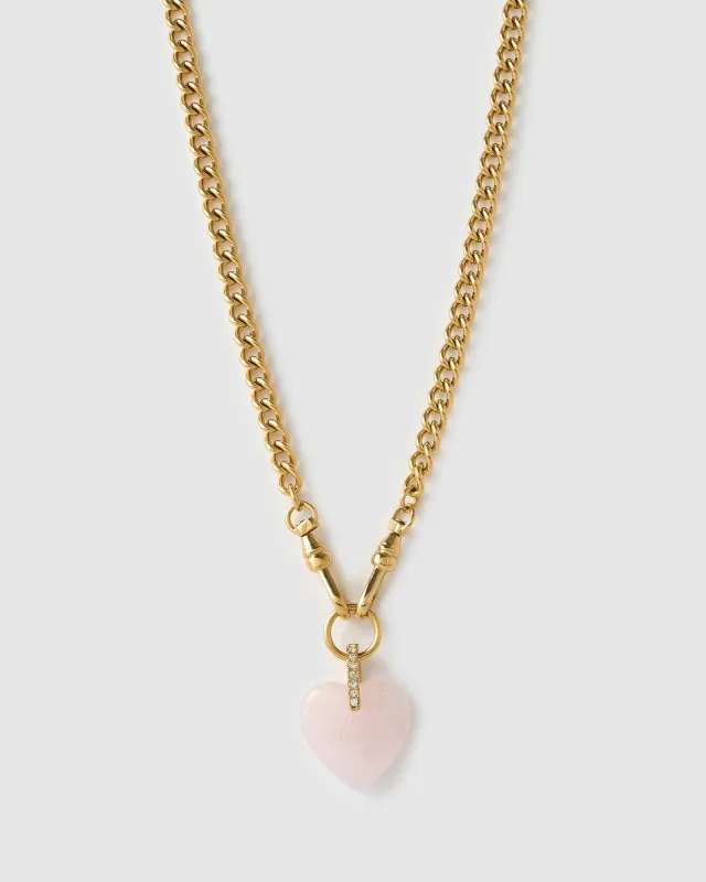 Violet Heart Necklace - Rose Quartz sold by Arms Of Eve