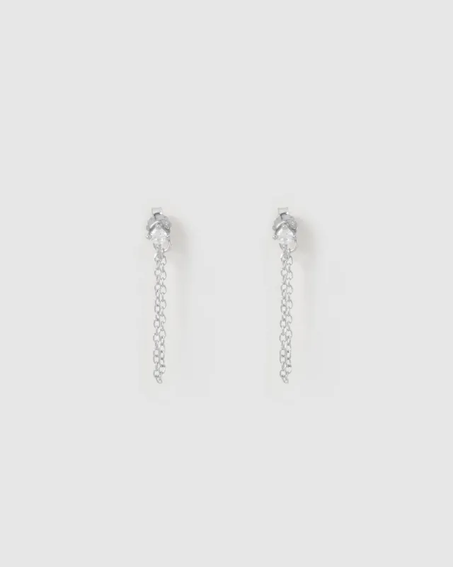 Mia Silver Chain Earrings made by Arms Of Eve