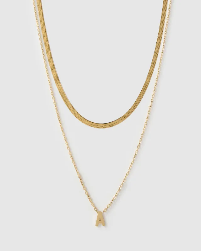 Mini Initial Necklace Stack - Gold made by Arms Of Eve