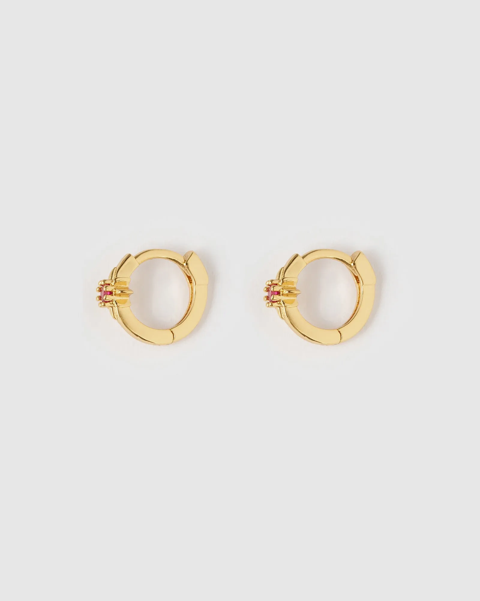 Nova Gold Huggie Earrings - Ruby sold by Arms Of Eve product image thumbnail 4