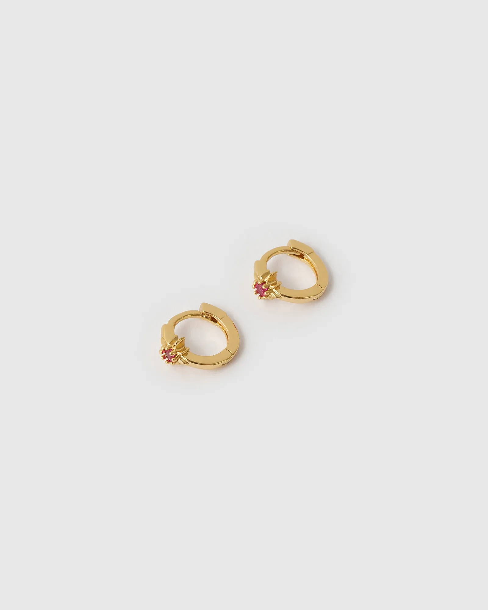 Nova Gold Huggie Earrings - Ruby sold by Arms Of Eve product image thumbnail 3