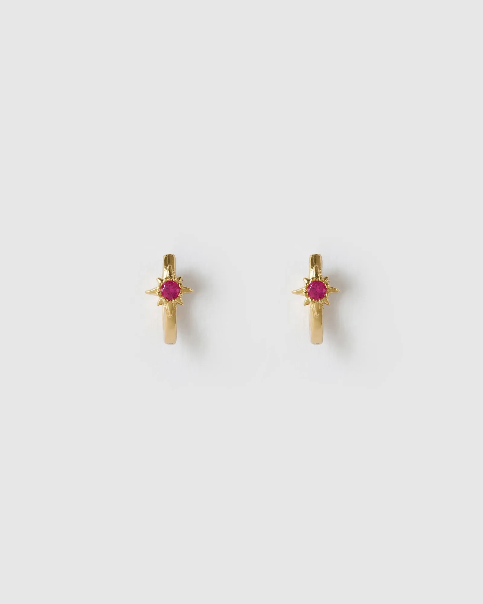 Nova Gold Huggie Earrings - Ruby sold by Arms Of Eve