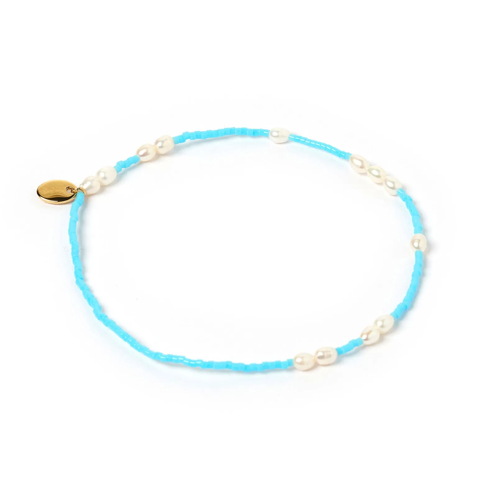 Poppy Pearl & Glass Beaded Anklet - Turquoise sold by Arms Of Eve