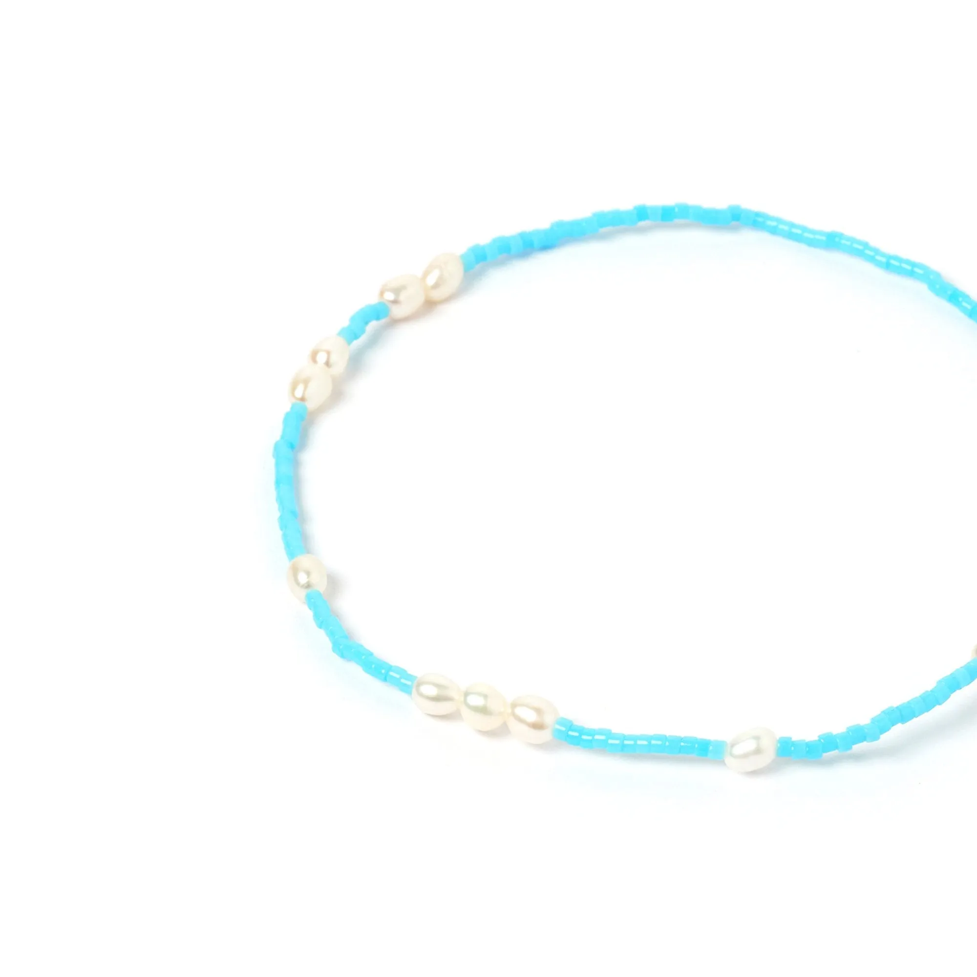 Poppy Pearl & Glass Beaded Anklet - Turquoise sold by Arms Of Eve product image thumbnail 5