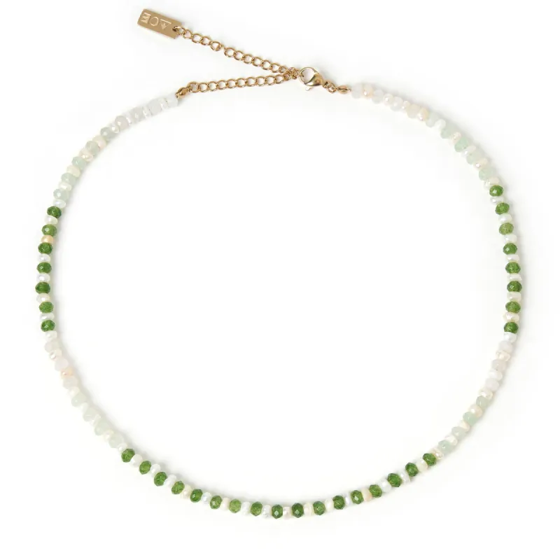 Bloom Pearl and Gemstone Necklace - Moss sold by Arms Of Eve