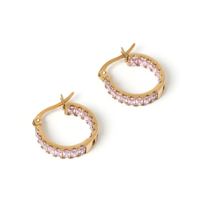 Magenta Gold Earrings - Rose sold by Arms Of Eve
