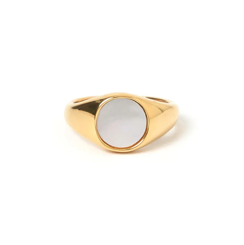 Amira Gold and Pearl Ring sold by Arms Of Eve