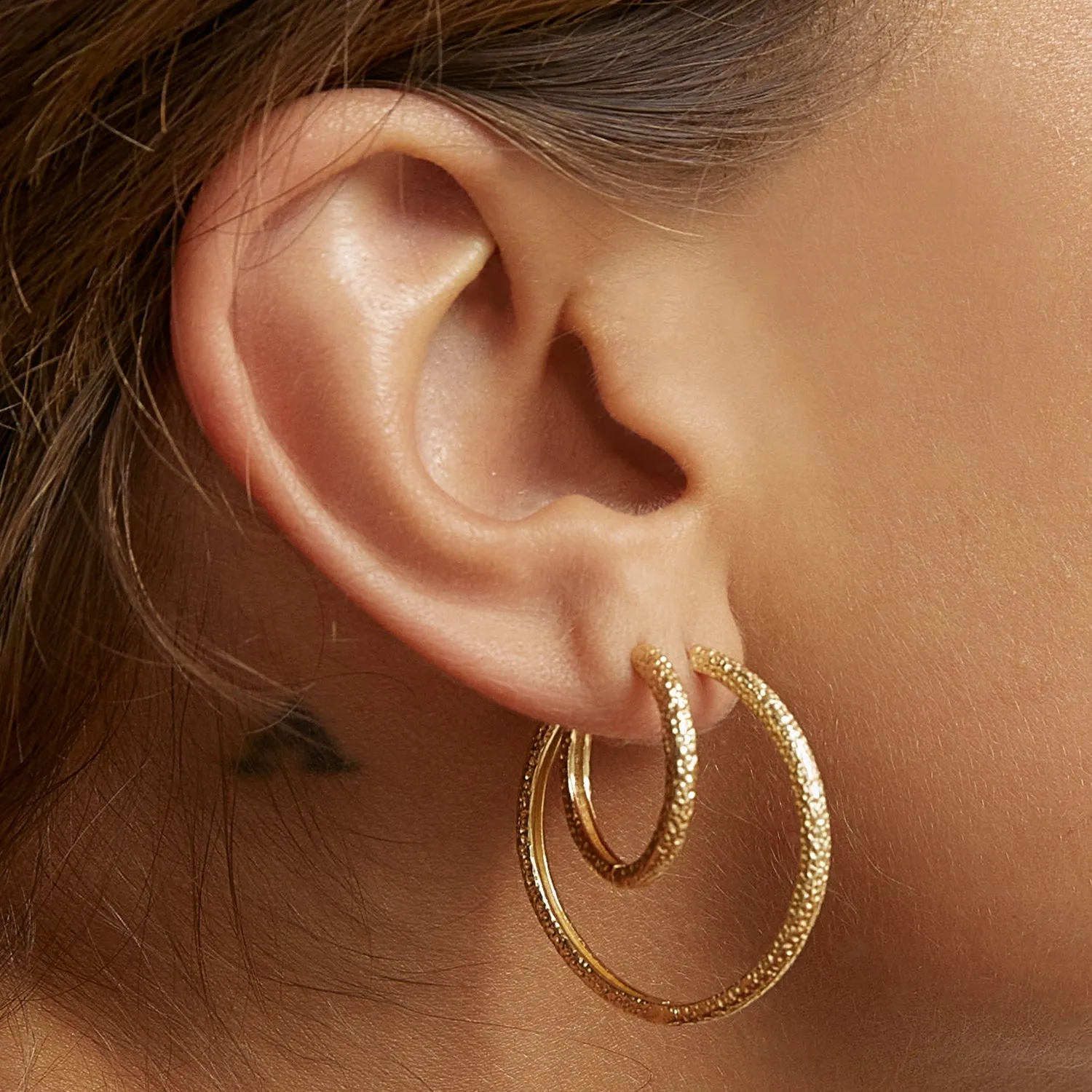 Double Hoop Earring Stack - Gold sold by Arms Of Eve product image thumbnail 2