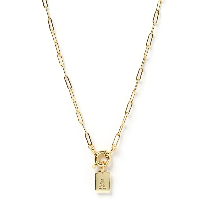 Letter Gold Tag Necklace sold by Arms Of Eve