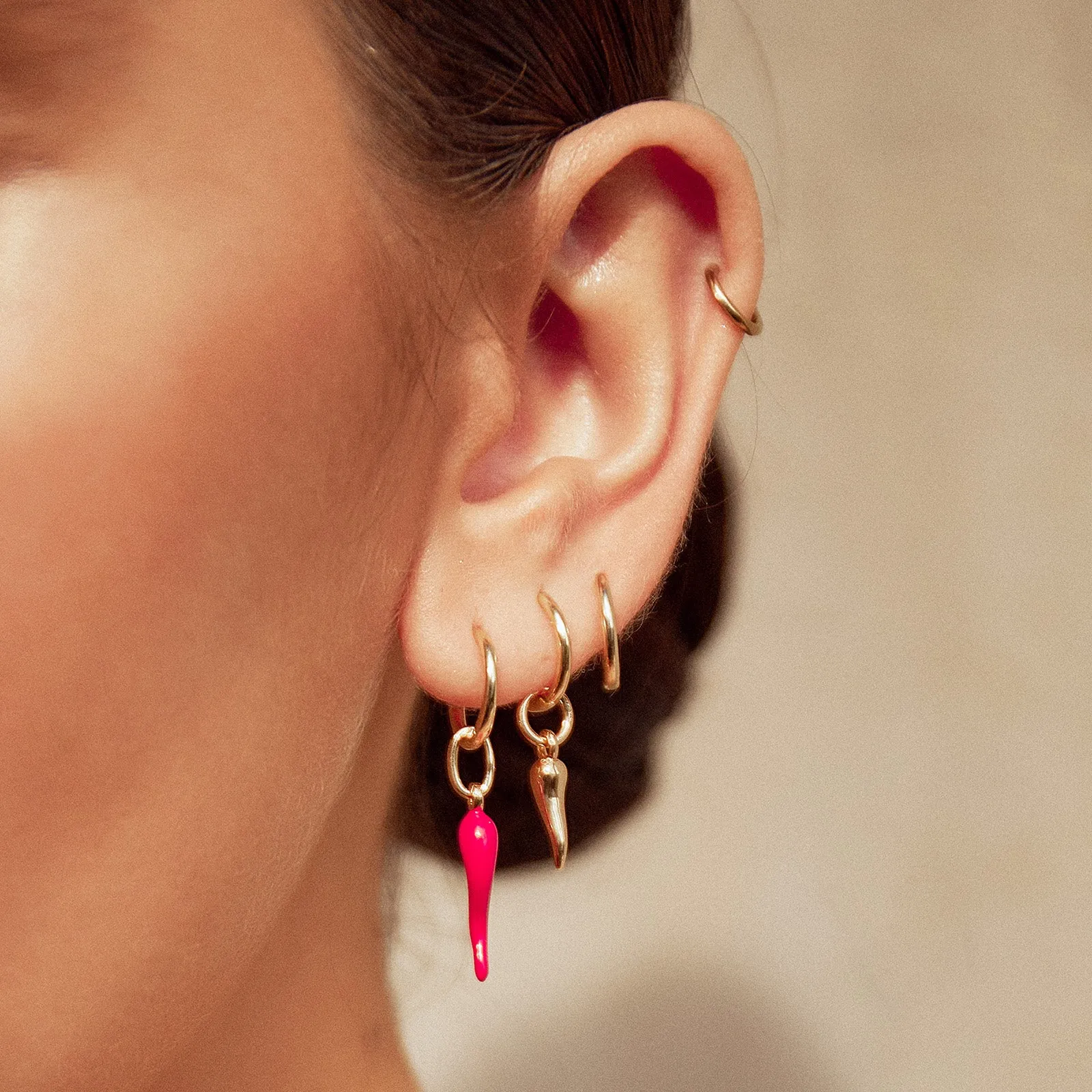 Cornicello Gold Single Charm Earring - Small sold by Arms Of Eve product image thumbnail 4