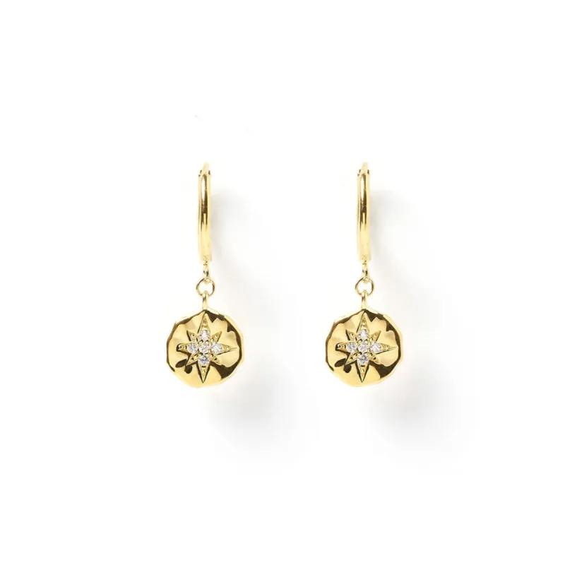 Estrella Gold & Zircon Hoop Huggies sold by Arms Of Eve
