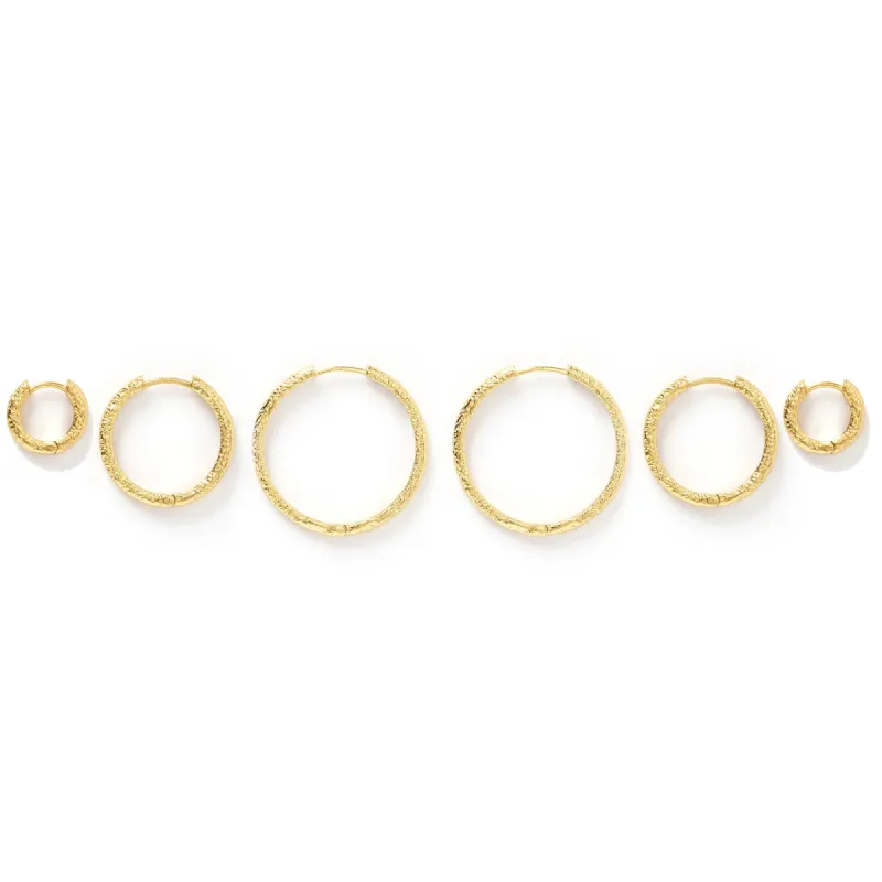 Triple Hoop Earring Stack - Gold sold by Arms Of Eve