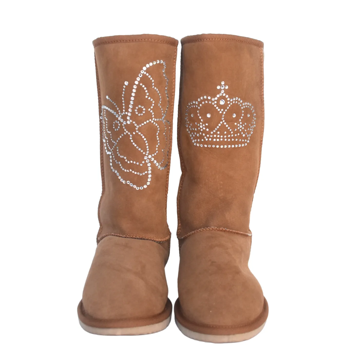 CLEARANCE CLASSIC TALL BOOTS CHESTNUT (with butterfly/crown Swarovski design) - AU WOMEN'S 7 | MEN'S 6 sold by Australian Ugg Boots
