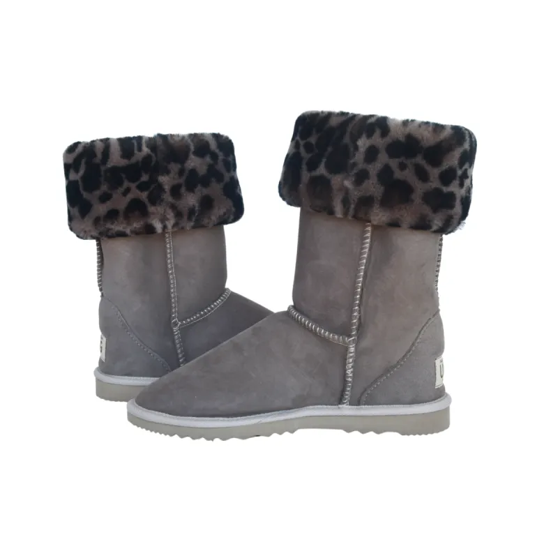 CLEARANCE LEOPARD CUFF BOOTS LATTE - AU Women's 8 | AU Men's 7 sold by Australian Ugg Boots
