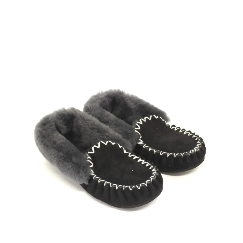 CLEARANCE TRADITIONAL MOCCASINS Black Grey - Men's AU13 | Women's AU14 made by Australian Ugg Boots