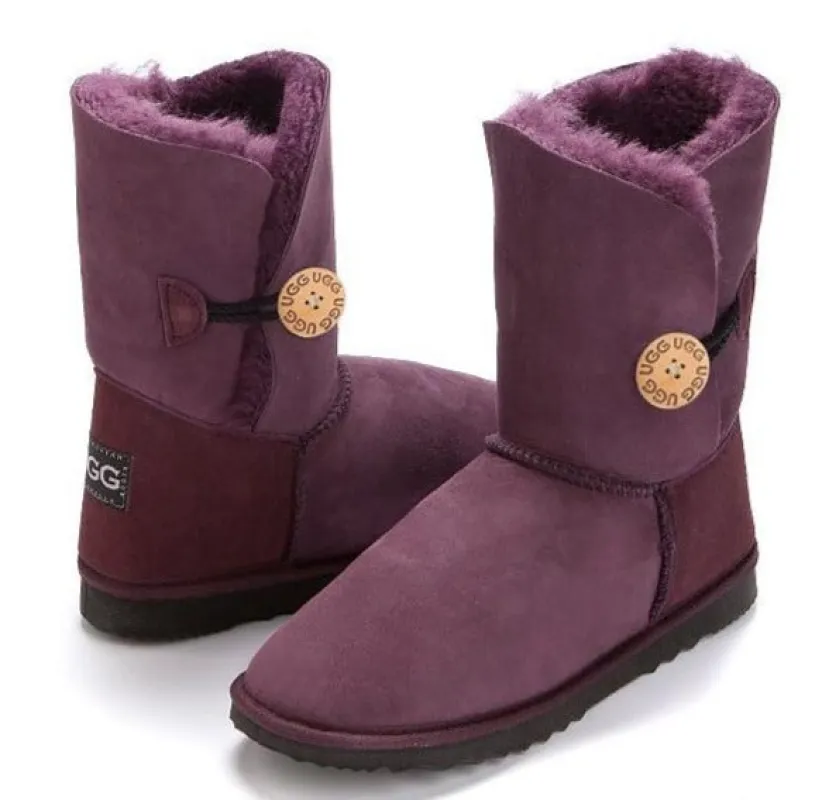 CLEARANCE BELLA BUTTON BOOTS RAISIN - AU WOMEN'S 5 | MEN'S 4 made by Australian Ugg Boots