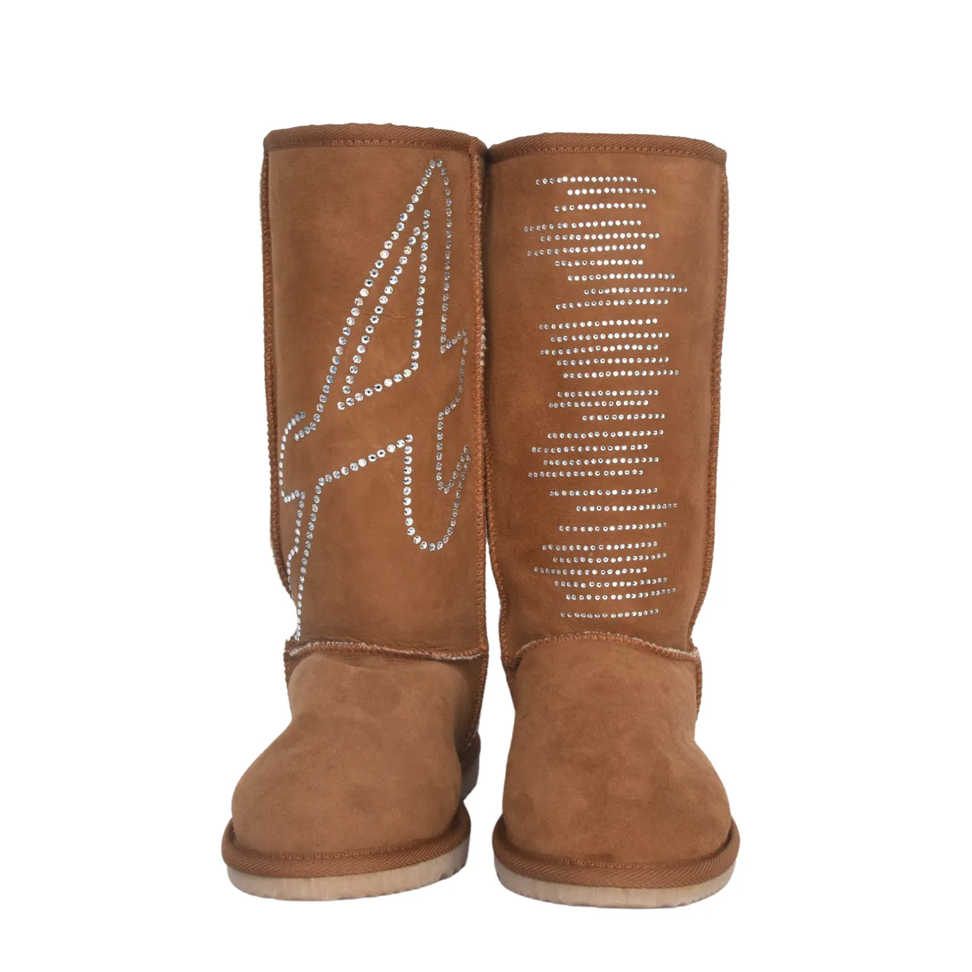 CLEARANCE CLASSIC TALL BOOTS CHESTNUT (with Swarovski 'A' design) - AU WOMEN'S 7 | MEN'S 6 sold by Australian Ugg Boots