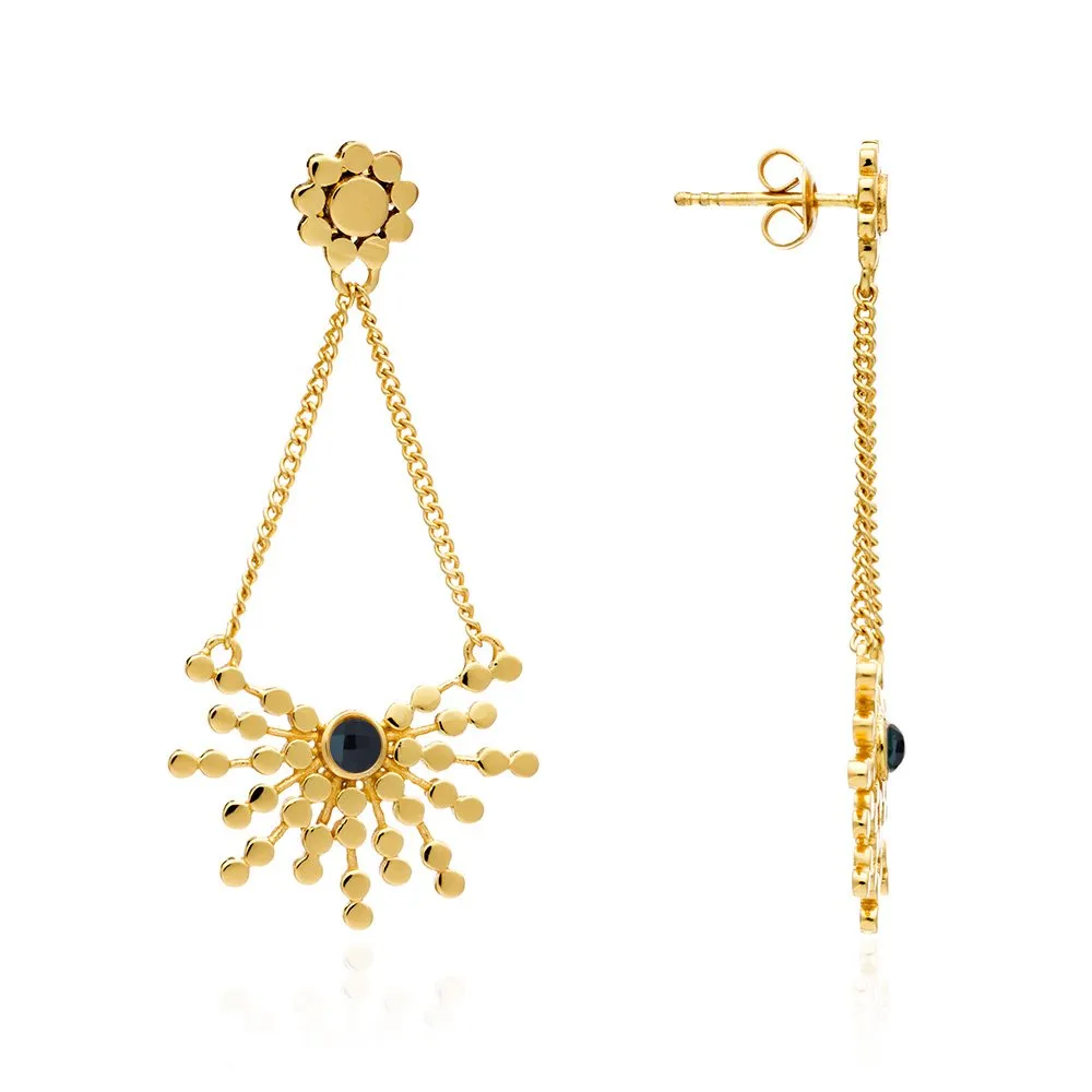 Etrusca Radiating Bead Stud Earrings: Black Onyx sold by Azuni London