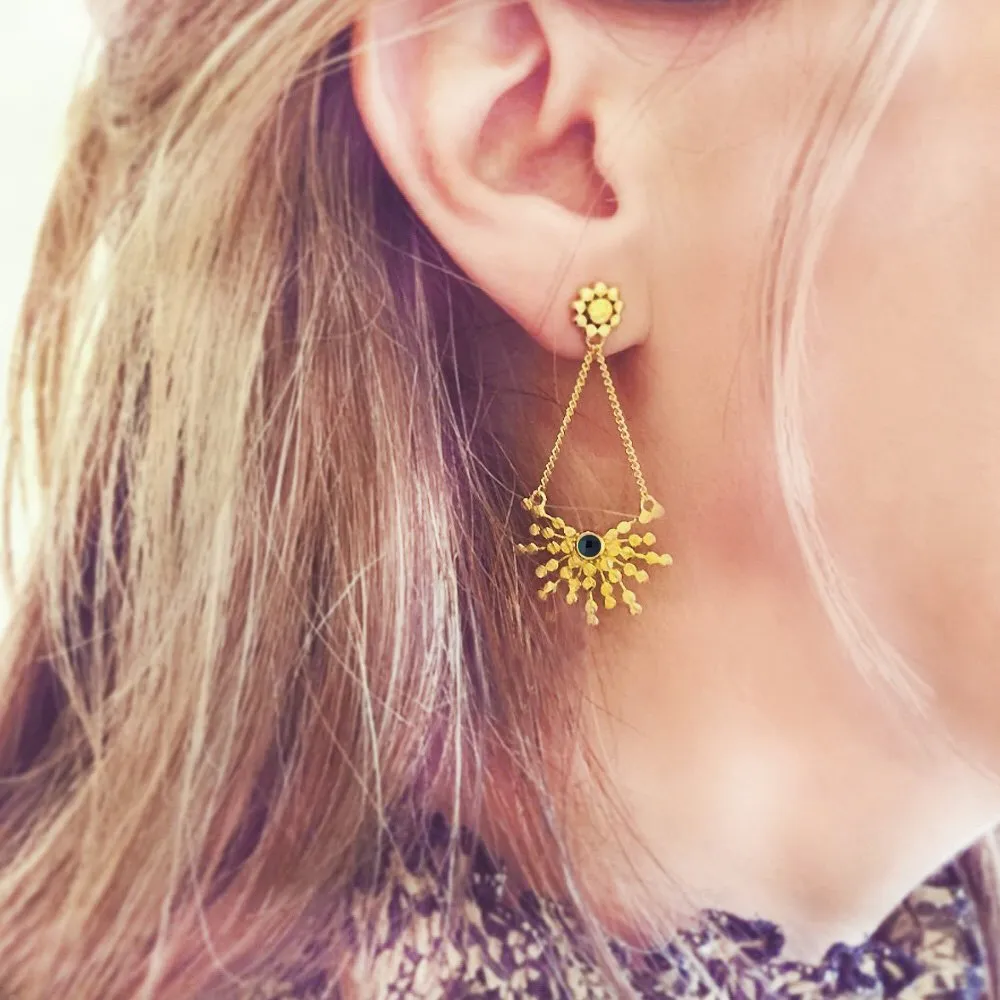 Etrusca Radiating Bead Stud Earrings: Black Onyx sold by Azuni London product image thumbnail 2