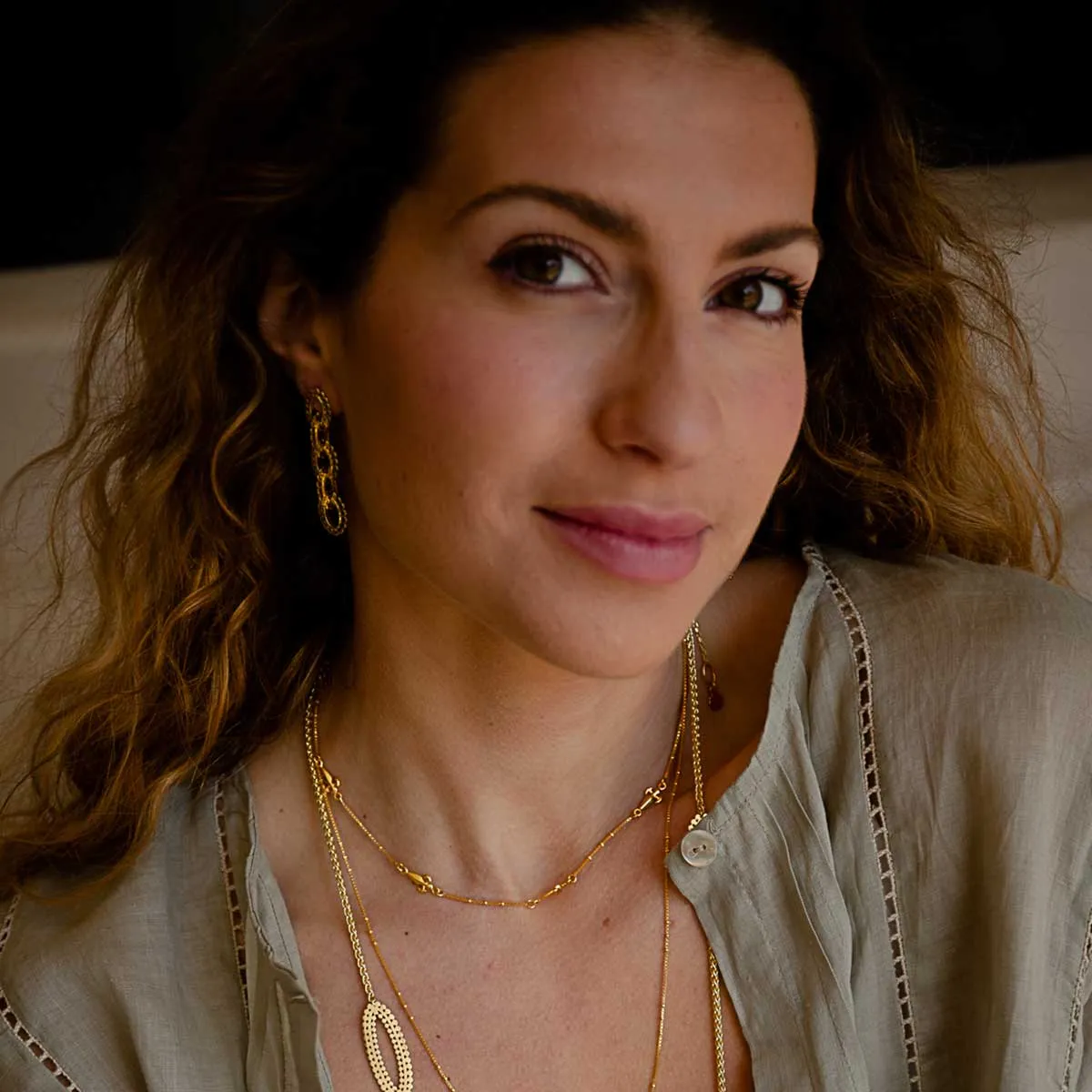 Long Gold Oval Link Chain Earrings sold by Azuni London product image thumbnail 3