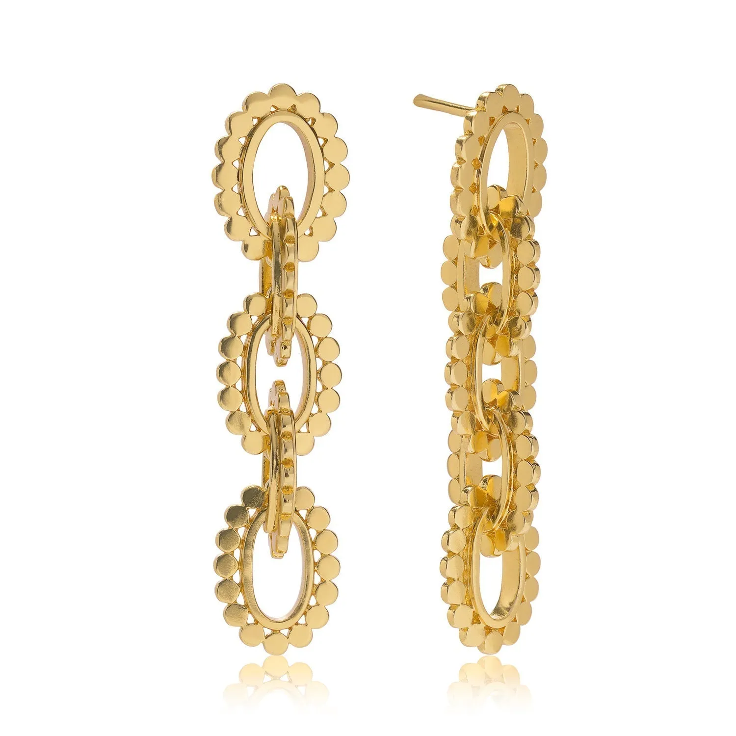 Long Gold Oval Link Chain Earrings sold by Azuni London