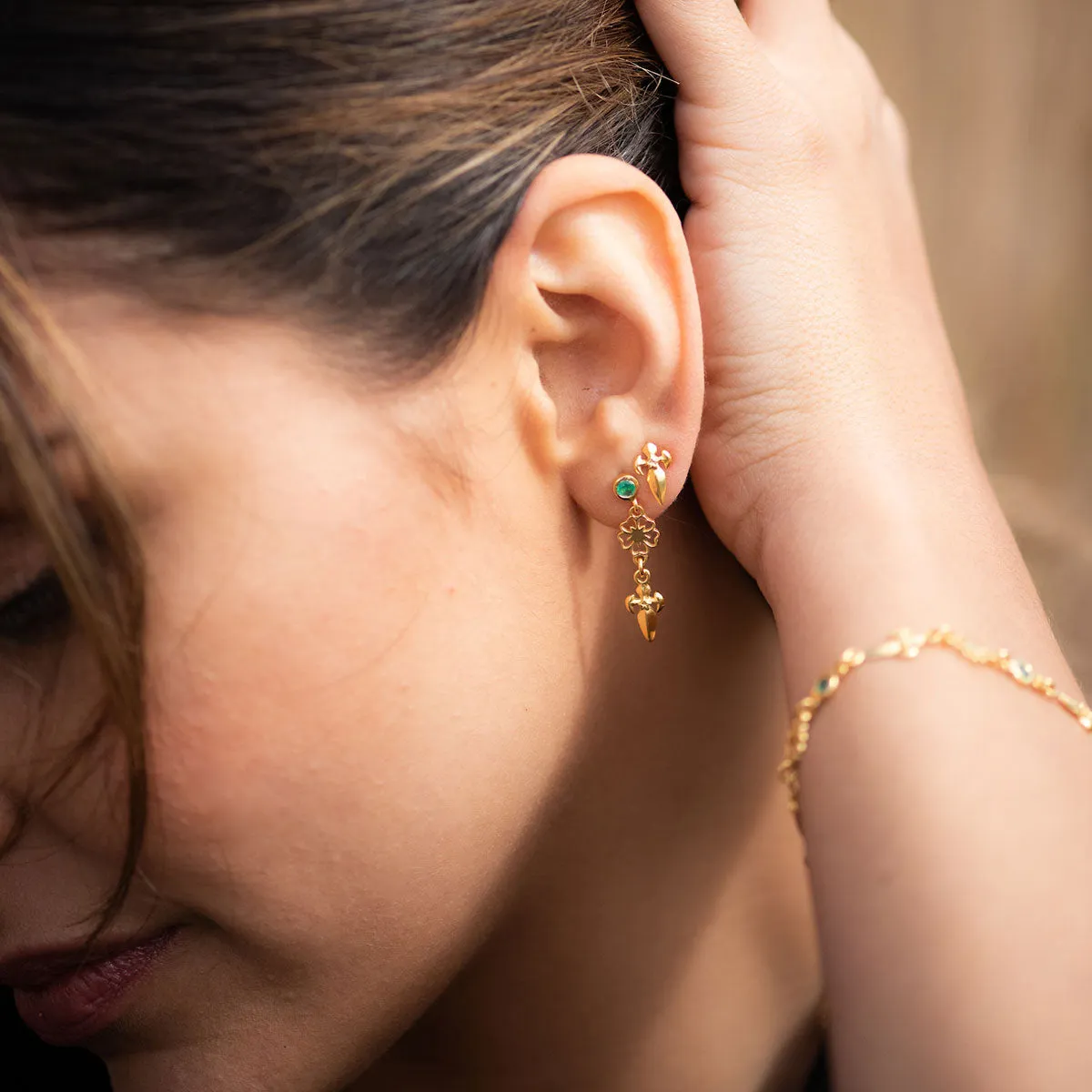 Dagger and Rose Drop Earrings with Green Onyx sold by Azuni London product image thumbnail 4