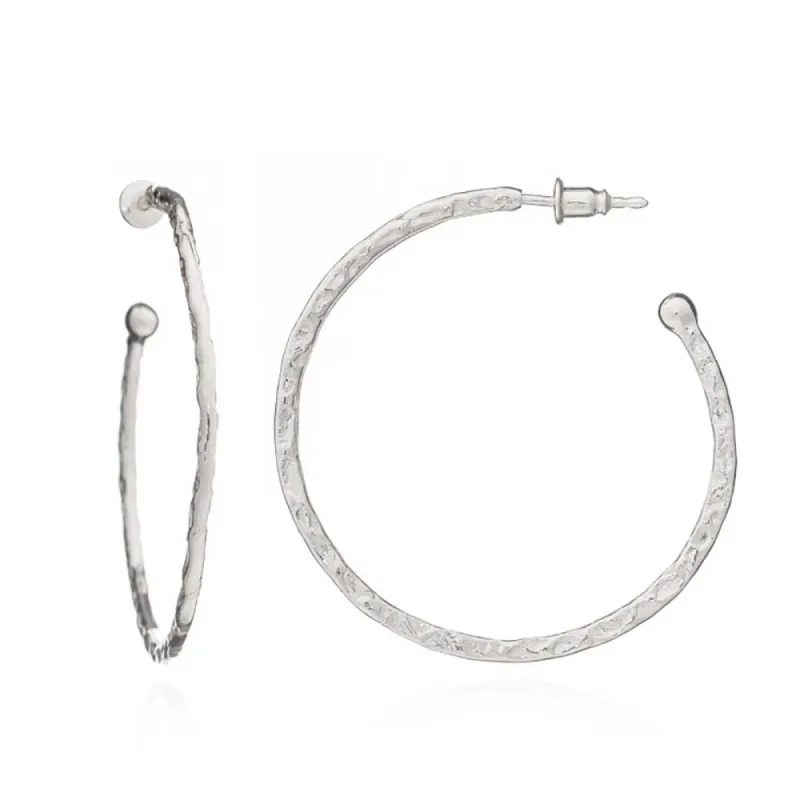 Lydia Large Textured Silver Hoops sold by Azuni London