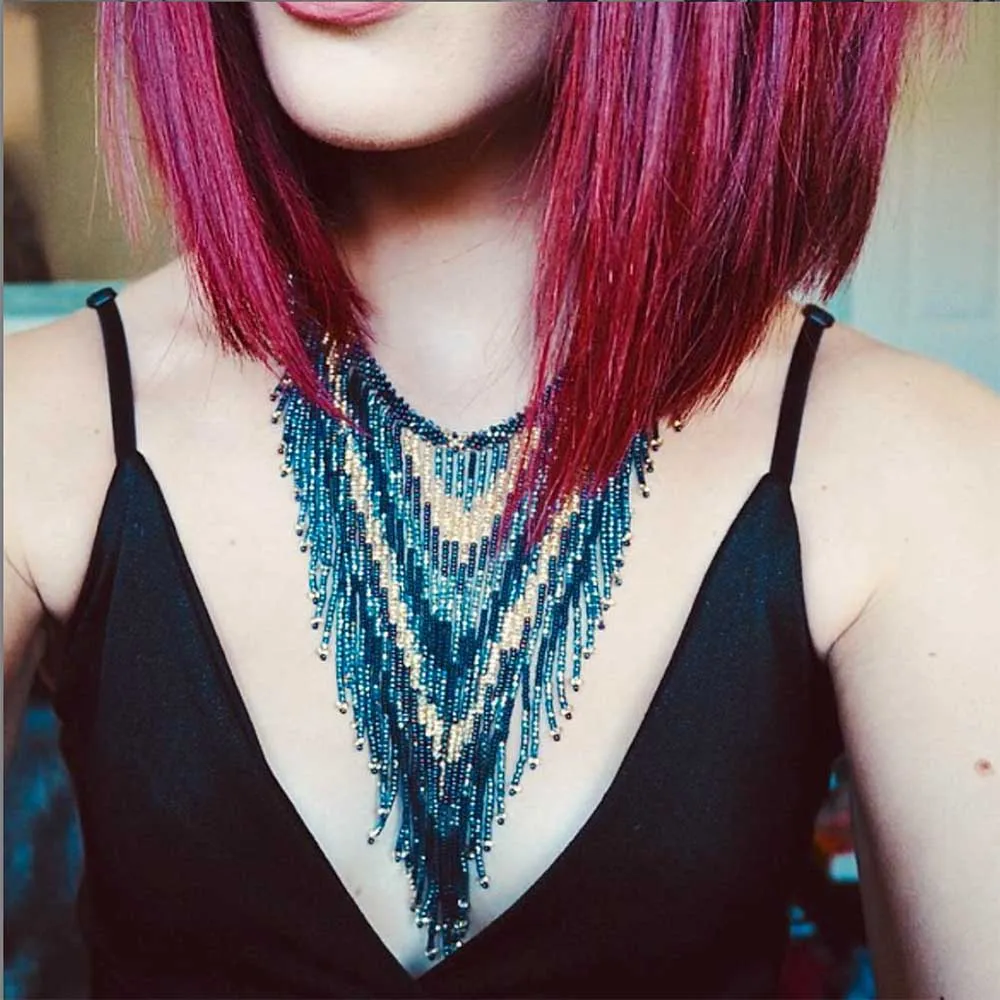 Frida Fantail Cascading Beaded Necklace sold by Azuni London product image thumbnail 3